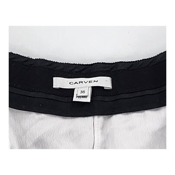 CARVEN Georgette A-Line Mini Skirt High Waist White Black - Picture 5 of 6